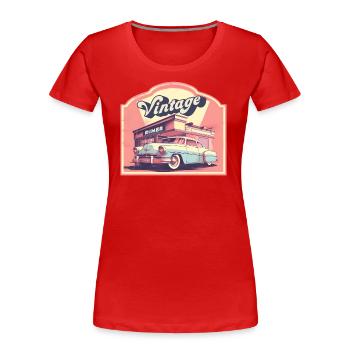 Classic 50s - Women's Premium Organic T-Shirt - navy - Front - Mia (176cm)