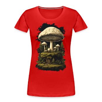 Retro Mushroom Pickers & Growers Mushroom Design - Women's Premium Organic T-Shirt - navy - Front - Mia (176cm)