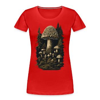Morel Retro Forest & Mushrooms Magic in Nature - Women's Premium Organic T-Shirt - navy - Front - Mia (176cm)
