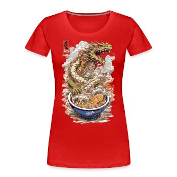 Drache & Ramen Japanischer Anime-Stil Poster Art - Frauen Premium Bio T-Shirt - Navy - Vorne - Mia (176cm)