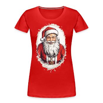 Père Noël magique nordique - T-shirt bio Premium Femme - bleu marine - Devant - Mia (176cm)