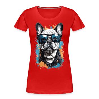 Cool Dog - Stylish French Bulldog - Women's Premium Organic T-Shirt - navy - Front - Mia (176cm)