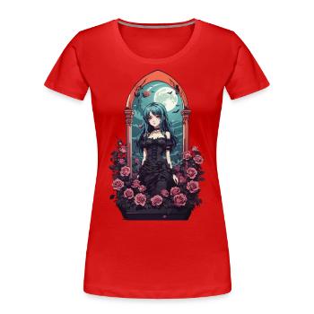 Goth E-Girl Dark Anime Roses Esthétique - T-shirt bio Premium Femme - bleu marine - Devant - Mia (176cm)