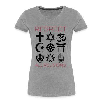 RESPECT ALL RELIGIONS - Frauen Premium Bio T-Shirt - Navy - Vorne - Mia (176cm)