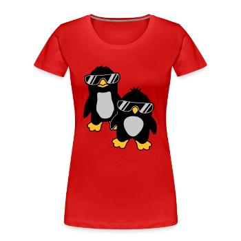 Pinguine Crew 2 Freunde - Frauen Premium Bio T-Shirt - Navy - Vorne - Mia (176cm)