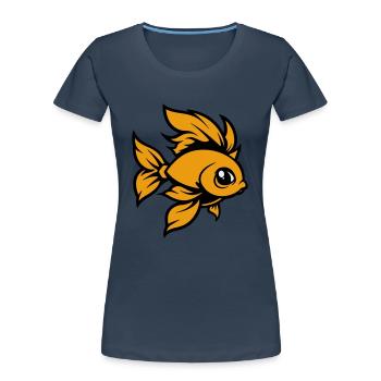 goldfisch fisch comic - Frauen Premium Bio T-Shirt - Navy - Vorne - Mia (176cm)
