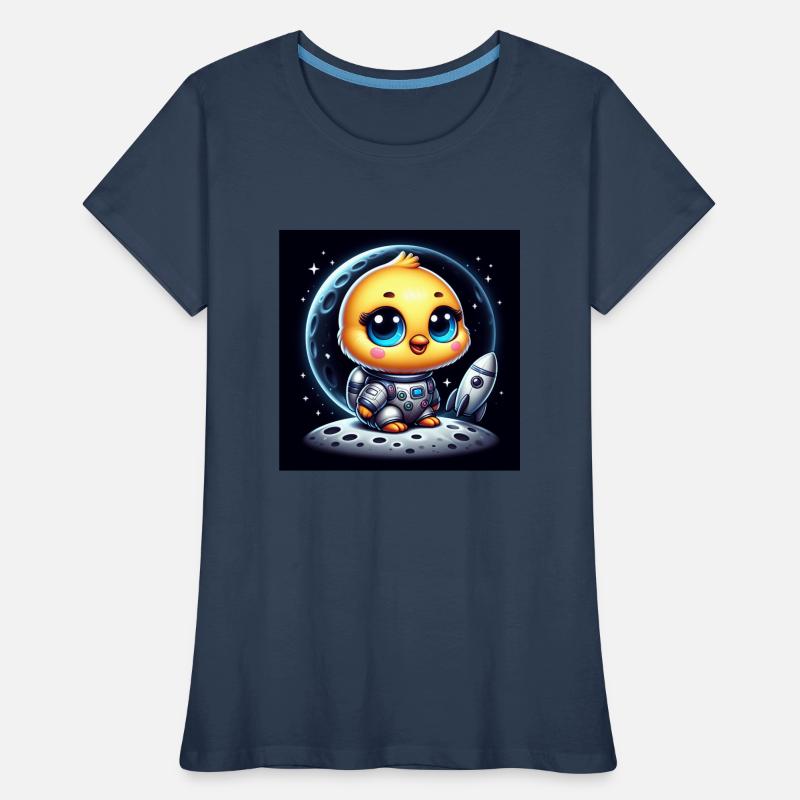 Poussin de l’espace avec fusée dans l’espace T-shirt bio Premium Femme