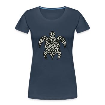 Mana Honu – Polynesian Turtle - Frauen Premium Bio T-Shirt - Navy - Vorne - Mia (176cm)