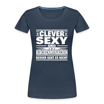 Clever Kirchenmusikerin - Frauen Premium Bio T-Shirt - Navy - Vorne - Mia (176cm)