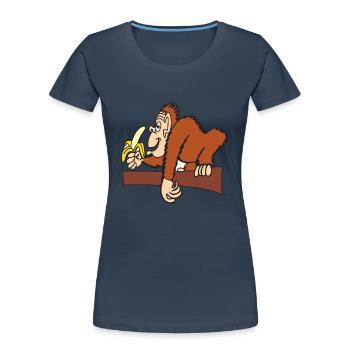 AFFE MIT BANANE! - Frauen Premium Bio T-Shirt - Navy - Vorne - Mia (176cm)