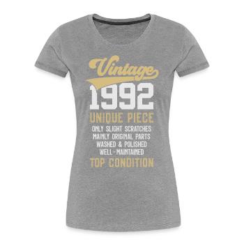 VINTAGE 1992 UNIQUE PIECE 34TH BIRTHDAY - Women's Premium Organic T-Shirt - navy - Front - Mia (176cm)