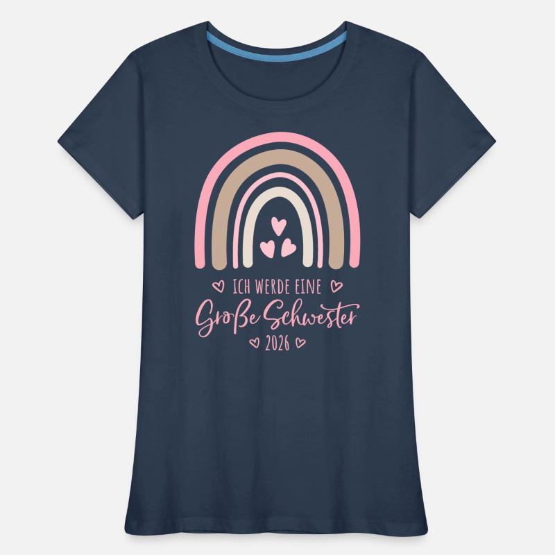 Ich werde eine große Schwester 2026 Regenbogen Frauen Premium Bio T-Shirt