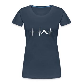 Heartbeat Yoga - T-shirt bio Premium Femme - bleu marine - Devant - Mia (176cm)