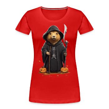 Funny Halloween Capybara Grim Reaper Design - Women's Premium Organic T-Shirt - navy - Front - Mia (176cm)