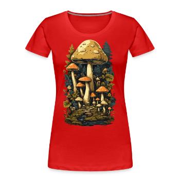 Retro Pilze Vintage Sammlerstück Pilz Design - Frauen Premium Bio T-Shirt - Navy - Vorne - Mia (176cm)