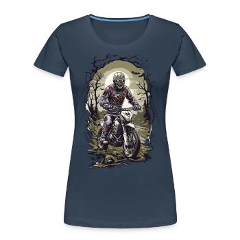Motocross Zombie Halloween Adrenaline Biker Race - Women's Premium Organic T-Shirt - navy - Front - Mia (176cm)