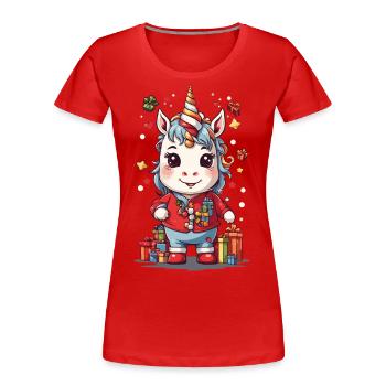 Magical Christmas Unicorn Unicorn at Christmas - Women's Premium Organic T-Shirt - navy - Front - Mia (176cm)
