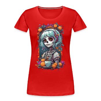 Goth e-Girl crâne Dia de Muertos café Design - T-shirt bio Premium Femme - bleu marine - Devant - Mia (176cm)