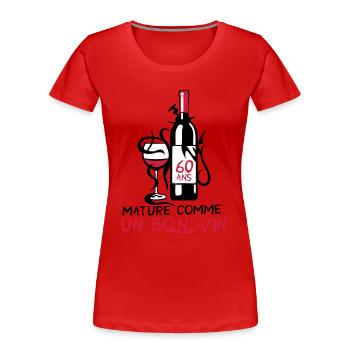 60 ans mature bouteille vin anniversaire - T-shirt bio Premium Femme - bleu marine - Devant - Mia (176cm)