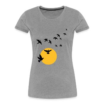 Vögel im Sonnenuntergang - Frauen Premium Bio T-Shirt - Navy - Vorne - Mia (176cm)