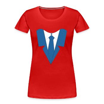 HEMD MIT KRAWATTE - Frauen Premium Bio T-Shirt - Navy - Vorne - Mia (176cm)
