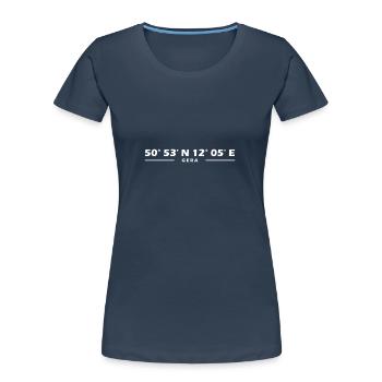 Gera Koordinaten - Frauen Premium Bio T-Shirt - Navy - Vorne - Mia (176cm)