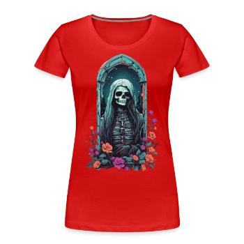 Gothic Pastel Skeleton Lady Victorian Halloween - Women's Premium Organic T-Shirt - navy - Front - Mia (176cm)