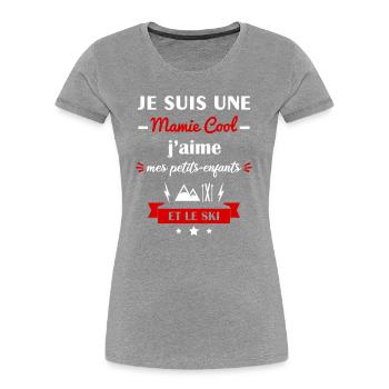 Mamie cool ski, skieuse, fête des grands-mères - T-shirt bio Premium Femme - bleu marine - Devant - Mia (176cm)