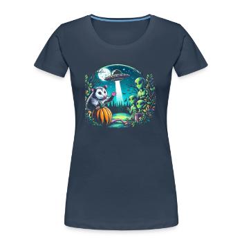 Funny possum wildlife animal lover garbage cat - Women's Premium Organic T-Shirt - navy - Front - Mia (176cm)