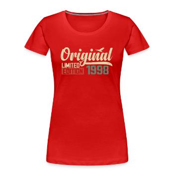 Né en 1998 Vintage Anniversaire Rétro 1998 Cadeau - T-shirt bio Premium Femme - bleu marine - Devant - Mia (176cm)