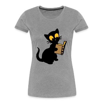Le livre - T-shirt bio Premium Femme - bleu marine - Devant - Mia (176cm)