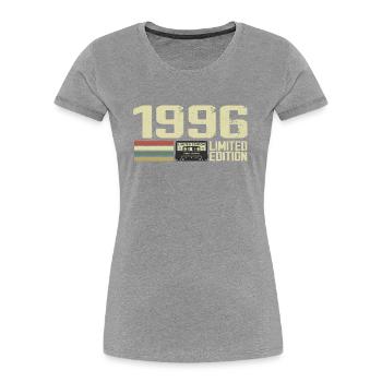 Né en 1996 - Vintage 1996 - 28e Anniversaire Rétro - T-shirt bio Premium Femme - bleu marine - Devant - Mia (176cm)