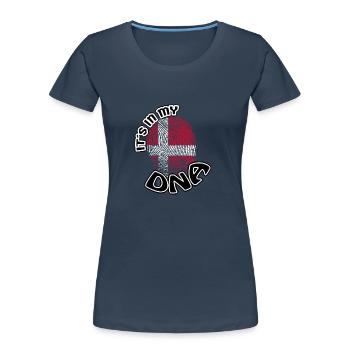 Cadeau Il est dans mon adn dns racines Danemark - T-shirt bio Premium Femme - bleu marine - Devant - Mia (176cm)