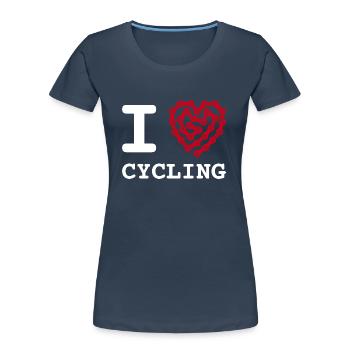 I Love Cycling Heart Bicycle Chain - Women's Premium Organic T-Shirt - navy - Front - Mia (176cm)