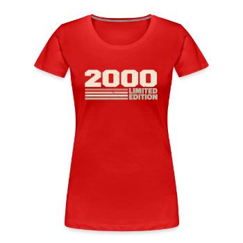 2000 2000 Limited Edition 2000 Jubiläumsgeschenk - Frauen Premium Bio T-Shirt - Navy - Vorne - Mia (176cm)