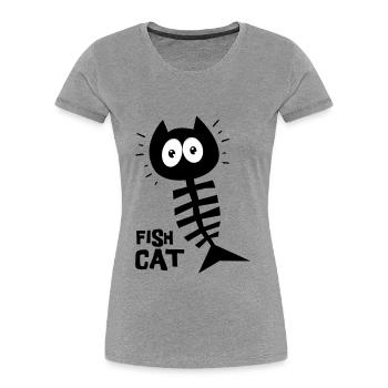 Poisson chat, humour, chat drôle - T-shirt bio Premium Femme - bleu marine - Devant - Mia (176cm)