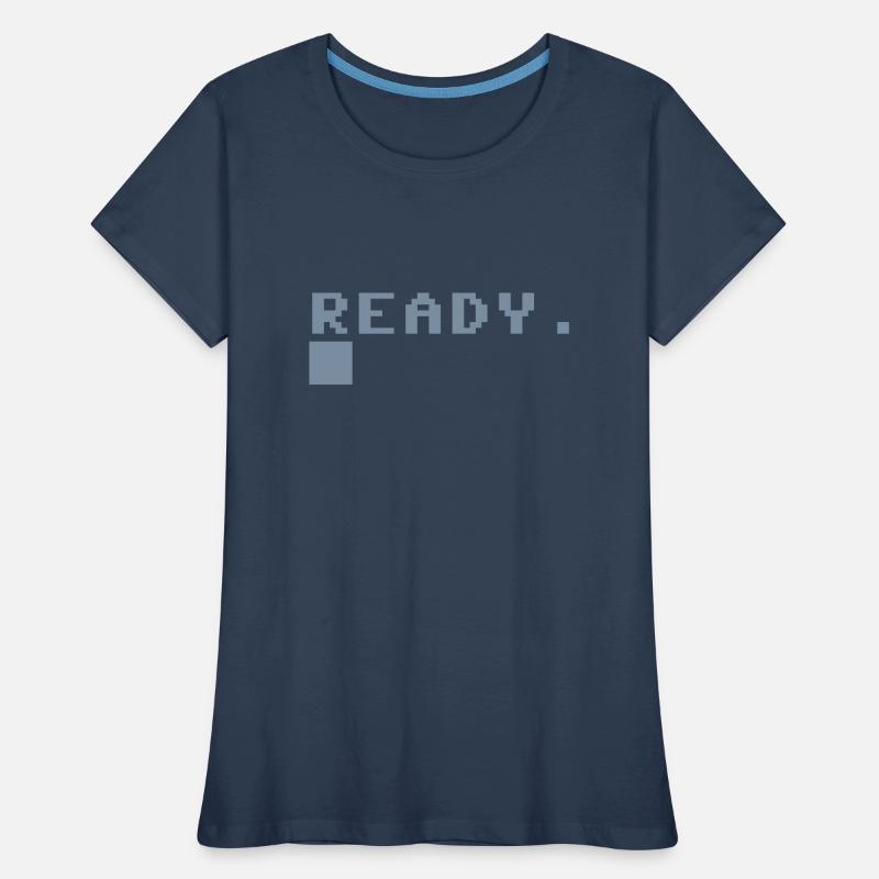 C64 Ready Nerd Computer Retro Geschenk Idee Frauen Premium Bio T-Shirt