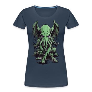 Slimy Halloween Cthulhu Tentacles Monster - Women's Premium Organic T-Shirt - navy - Front - Mia (176cm)