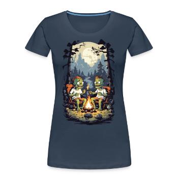 Zombies Campfire Halloween Cartoon Kids Design - Women's Premium Organic T-Shirt - navy - Front - Mia (176cm)