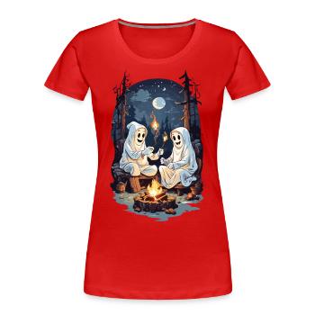 Lustiges Halloween Geister Grillen Lagerfeuer - Frauen Premium Bio T-Shirt - Navy - Vorne - Mia (176cm)
