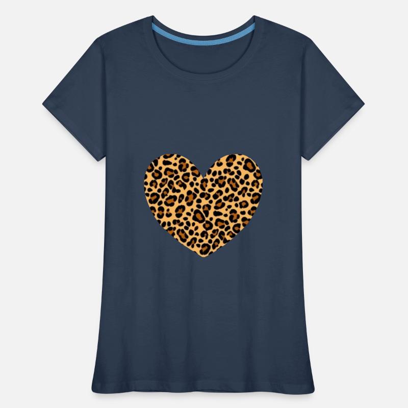 Heart Pattern Leopard Gift Women's Premium Organic T-Shirt