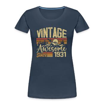 Vintage 1931 Rétro Cadeau D’anniversaire 1931 - T-shirt bio Premium Femme - bleu marine - Devant - Mia (176cm)