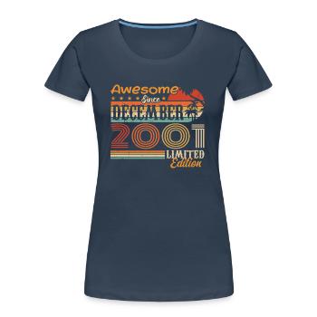 Retro Vintage Legendär Geburtstag Dezember 2001 - Frauen Premium Bio T-Shirt - Navy - Vorne - Mia (176cm)