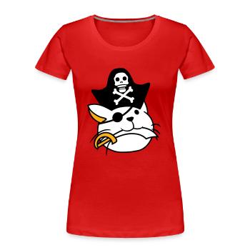 Cute Pirate Cat Buccaneer Eye Patch Hat Saber - Women's Premium Organic T-Shirt - navy - Front - Mia (176cm)