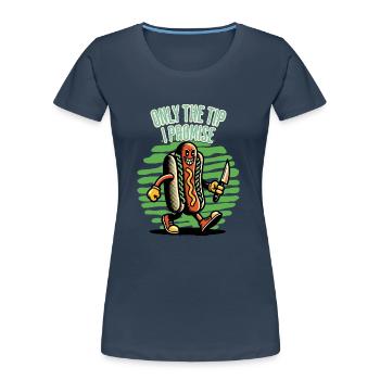 Hot-dog sarcastique disant Halloween drôle - T-shirt bio Premium Femme - bleu marine - Devant - Mia (176cm)