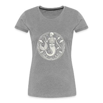 Mystische Skelett-Meerjungfrau Kunst - Frauen Premium Bio T-Shirt - Navy - Vorne - Mia (176cm)