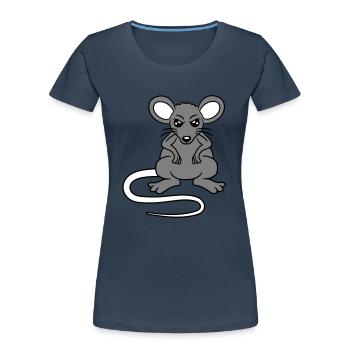 Mouse looks angry angry frustrated angry aggressive - Women's Premium Organic T-Shirt - navy - Front - Mia (176cm)