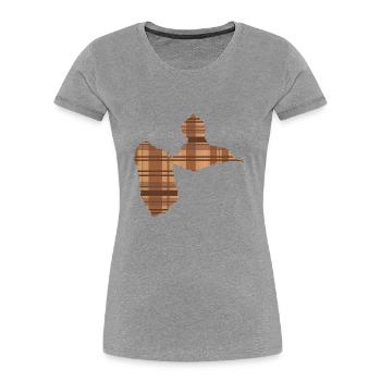 T-Shirt gwada Madrassa Brown - Frauen Premium Bio T-Shirt - Navy - Vorne - Mia (176cm)