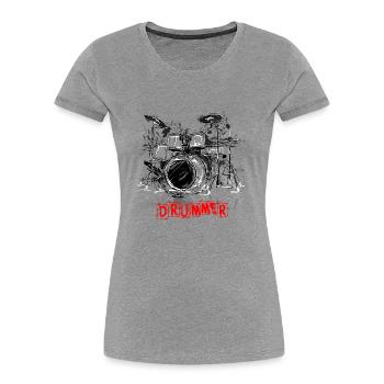 shirt Drummer pour musiciens percussionnistes - T-shirt bio Premium Femme - bleu marine - Devant - Mia (176cm)