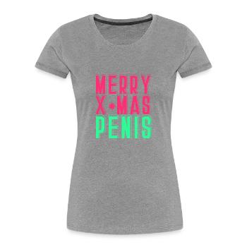 Merry X-Mas Joyeux Noël pénis - T-shirt bio Premium Femme - bleu marine - Devant - Mia (176cm)